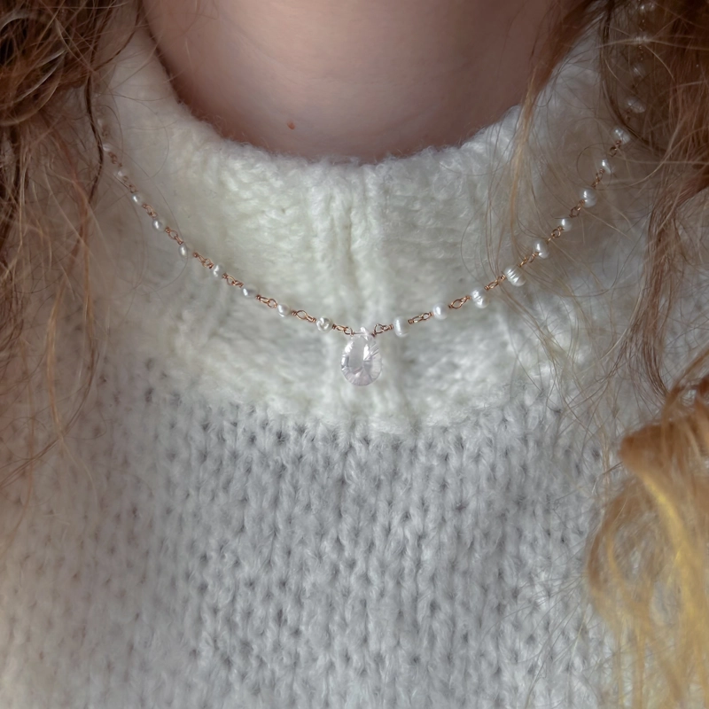 collana Luce - quarzo rosa